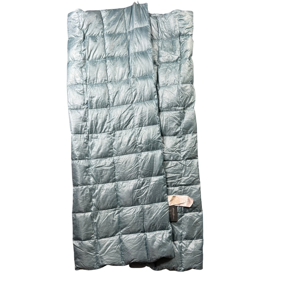 Eddie Bauer Home Down Throw Blanket 50x60 Quilted Metallic Blue 75% Down